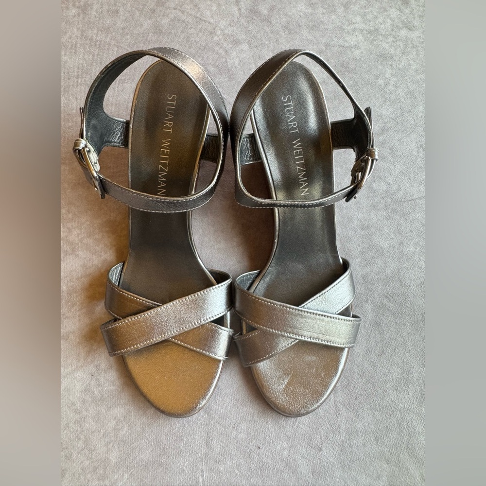 Stuart Weitzman Metallic Silver Sandals